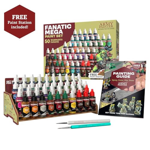 The Army Painter Warpaints Fanatic Mega Set Combo 50 x 18 mL Acrylic Paints incl Skin Tones Metallics Effects Washes 1 Free Paint Station 2 Brushes Model Paint for Warhammer DD - Image 3