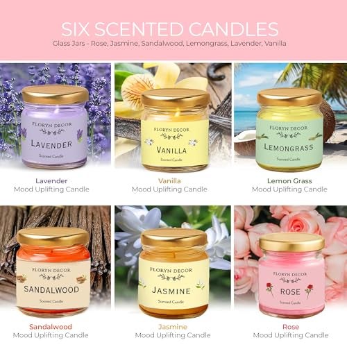Floryn Decor Jar Scented Candles Gift Set | Scented Candle Set | Highly Fragranced Candles Pack of 6 Mini Jars - Image 5
