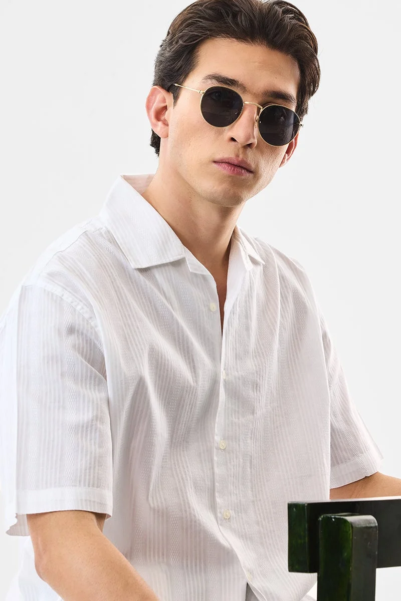 SNITCH Textured Box Fit 100% Cotton Shirt