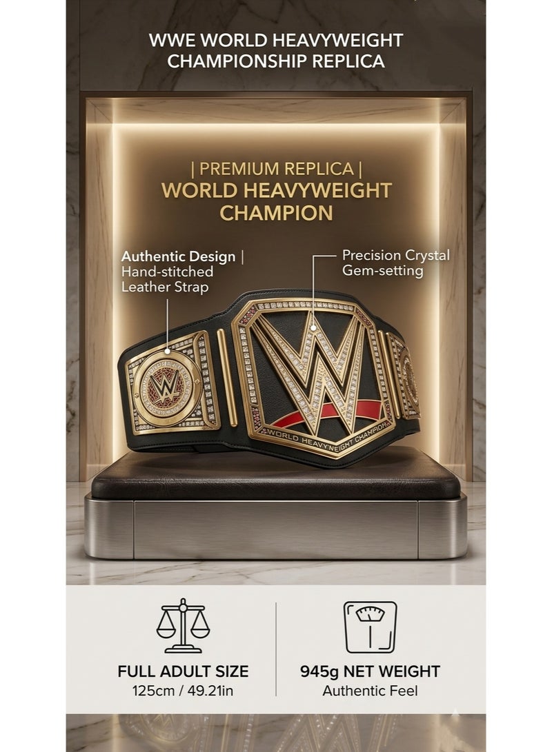 دبليو دبليو إي حزام بطل العالم للوزن الثقيل WWE نسخة طبق الأصل - حزام مصارعة ذهبي فاخر مقاس الكبار (125 سم، 945 جرام) - مقتنيات عالية الجودة للمعجبين والكوسبلاي - Image 2