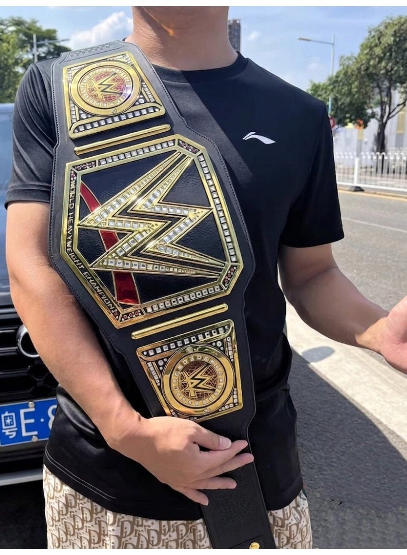 دبليو دبليو إي حزام بطل العالم للوزن الثقيل WWE نسخة طبق الأصل - حزام مصارعة ذهبي فاخر مقاس الكبار (125 سم، 945 جرام) - مقتنيات عالية الجودة للمعجبين والكوسبلاي - Image 5