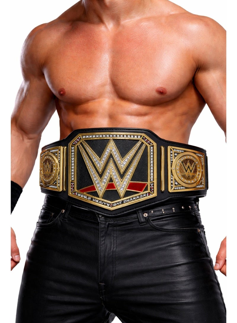 دبليو دبليو إي حزام بطل العالم للوزن الثقيل WWE نسخة طبق الأصل - حزام مصارعة ذهبي فاخر مقاس الكبار (125 سم، 945 جرام) - مقتنيات عالية الجودة للمعجبين والكوسبلاي - Image 4