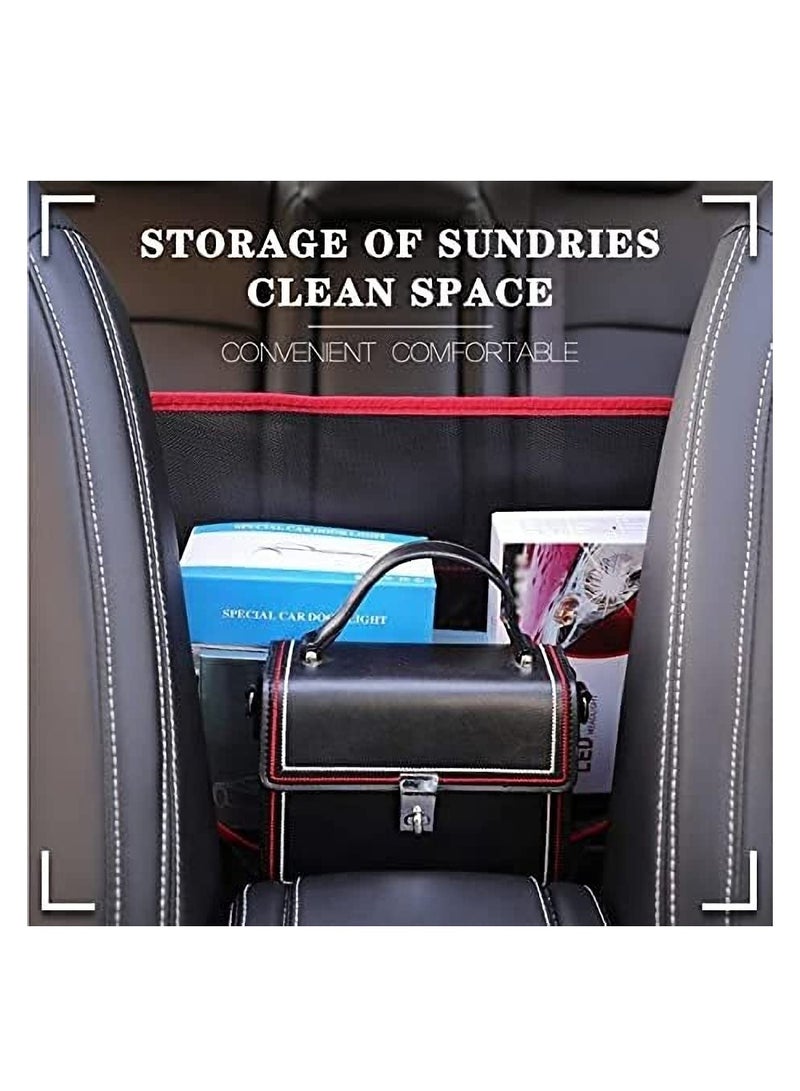 Excefore Car Net Pocket Handbag Holder Between Seats, Car Storage Netting Pouch for Purse Storage Phone Documents Pocket, Large Capacity Car Net Bag Barrier of Back Seat Pet Kids - Image 4