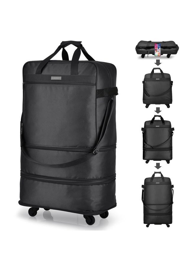 Hanke Suitcases with Wheels Expandable Foldable Luggage Bag Collapsible Rolling Travel Duffel Bag without Telescoping Handle Extra Large Rolling Bags(Black) - Image 1