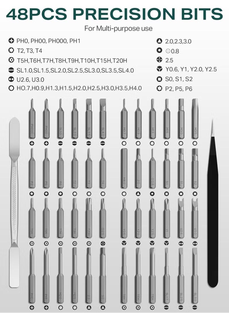 Neutral Mini Electric Screwdriver 50 in 1 Precision Power Screwdriver Set Cordless Pocket Screwdriver With 48 Magnetic Bits 1 Pliers 1 Pole Suitable For Repairs Phone Camera Laptop Watch Glasses Clocks Toy - Image 4