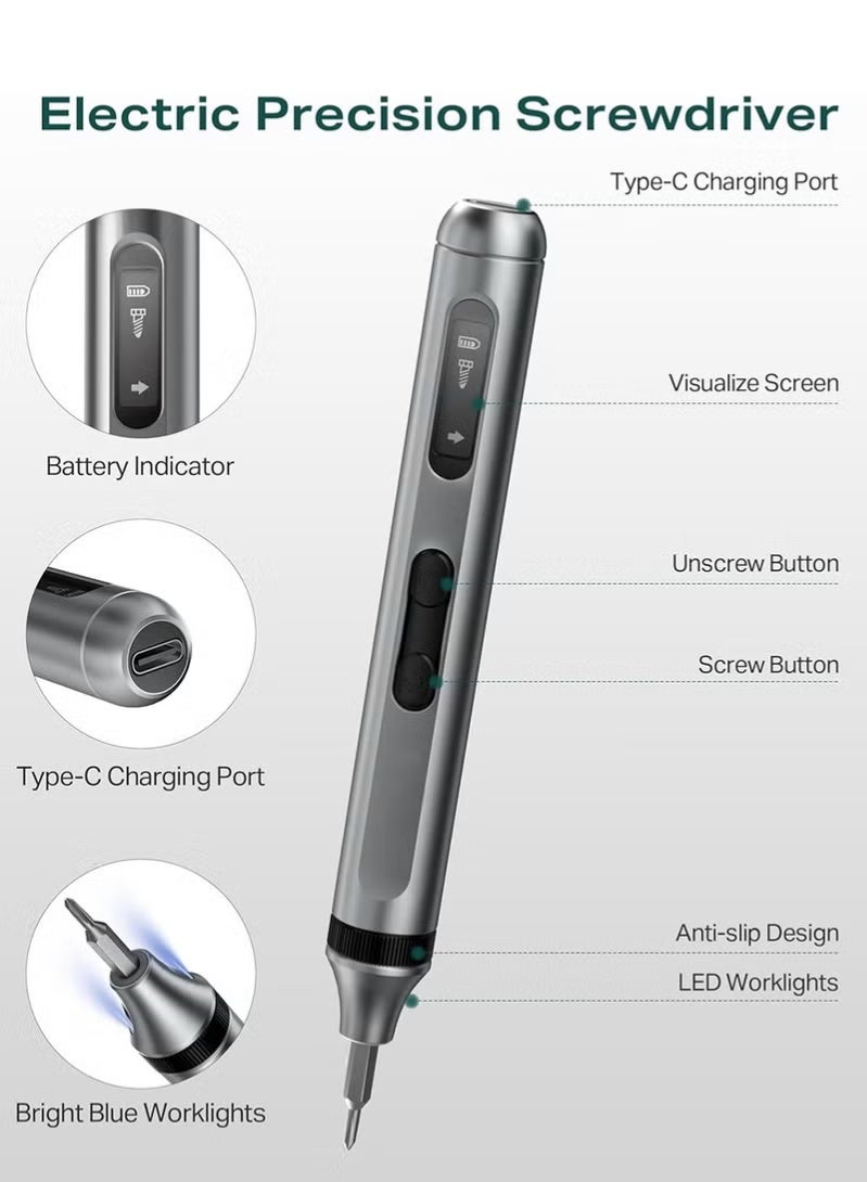 Neutral Mini Electric Screwdriver 50 in 1 Precision Power Screwdriver Set Cordless Pocket Screwdriver With 48 Magnetic Bits 1 Pliers 1 Pole Suitable For Repairs Phone Camera Laptop Watch Glasses Clocks Toy - Image 5