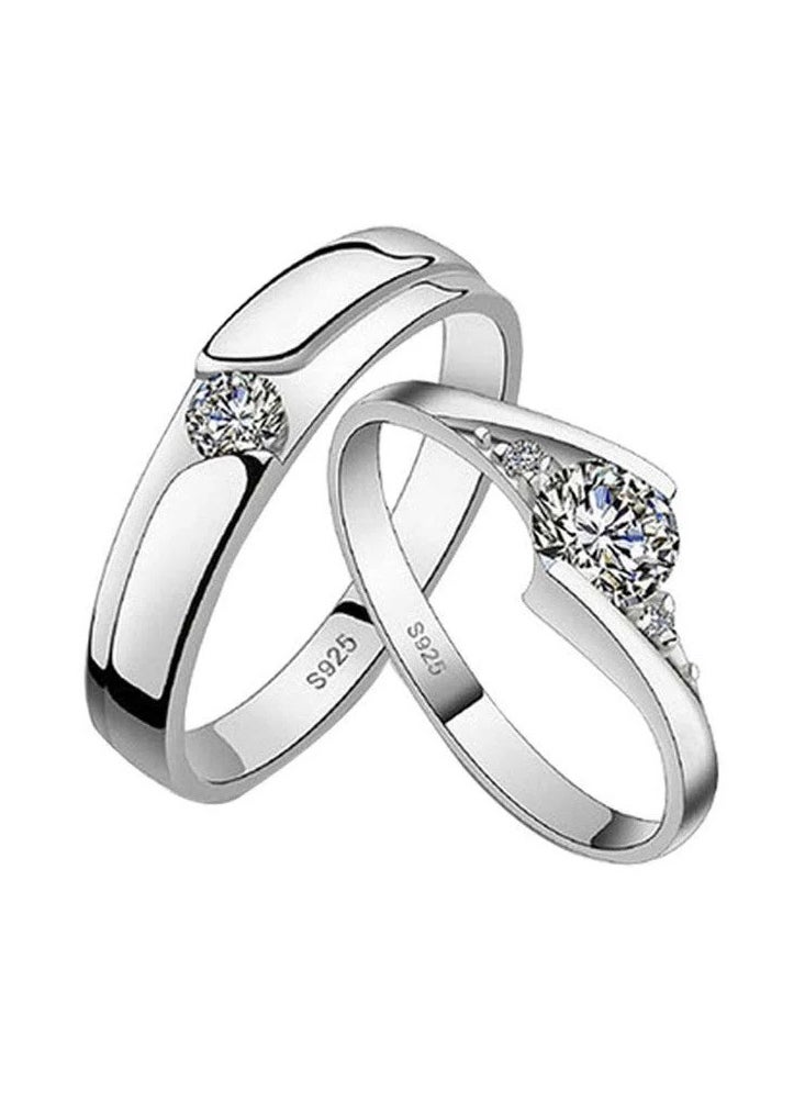 Furtey - 2Pcs Silver Plated Couple Ring Set , Elegant Style Ring Set, Fashion Ring Pack Jewelry Gifts - Image 1