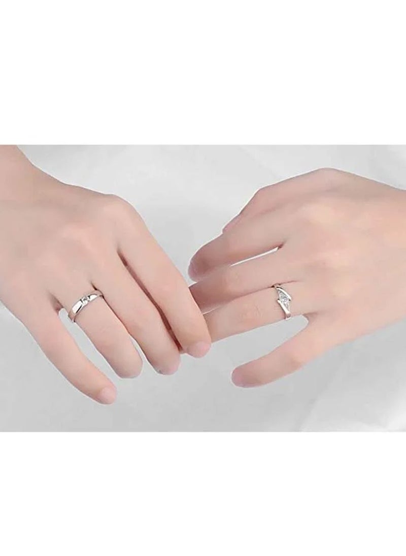 Furtey - 2Pcs Silver Plated Couple Ring Set , Elegant Style Ring Set, Fashion Ring Pack Jewelry Gifts - Image 1