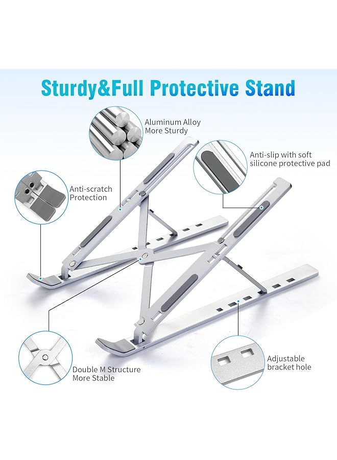 erorex Laptop Stand For Desk Adjustable Laptop Riser Abs+Silicone Foldable Portable Laptop Holder Ventilated Cooling Notebook Stand For Macbook Pro Air Lenovo Dell Hp Laptops Tablet  - Image 2