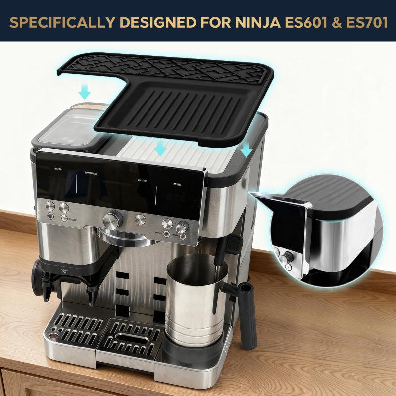 GGV Top Mat for Ninja Luxe Espresso Coffee Machine ES601 & ES701, Food-Grade Silicone Heat-Resistant, Shields Top Surface from Scratches Ninja Luxe Cafe Accessories(Black) - Image 4