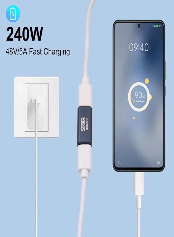 Poyiccot 240W USB C Coupler 2-Pack, USB C Female to Female Adapter [80Gbps/240W PD/8K@60Hz] Type C Extender Adapter Support Thunderbolt 5/4 for iPhone 15, MacBook, Steam Deck, Switch - Image 3
