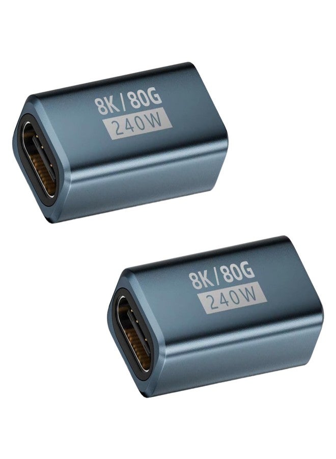 Poyiccot 240W USB C Coupler 2-Pack, USB C Female to Female Adapter [80Gbps/240W PD/8K@60Hz] Type C Extender Adapter Support Thunderbolt 5/4 for iPhone 15, MacBook, Steam Deck, Switch - Image 1
