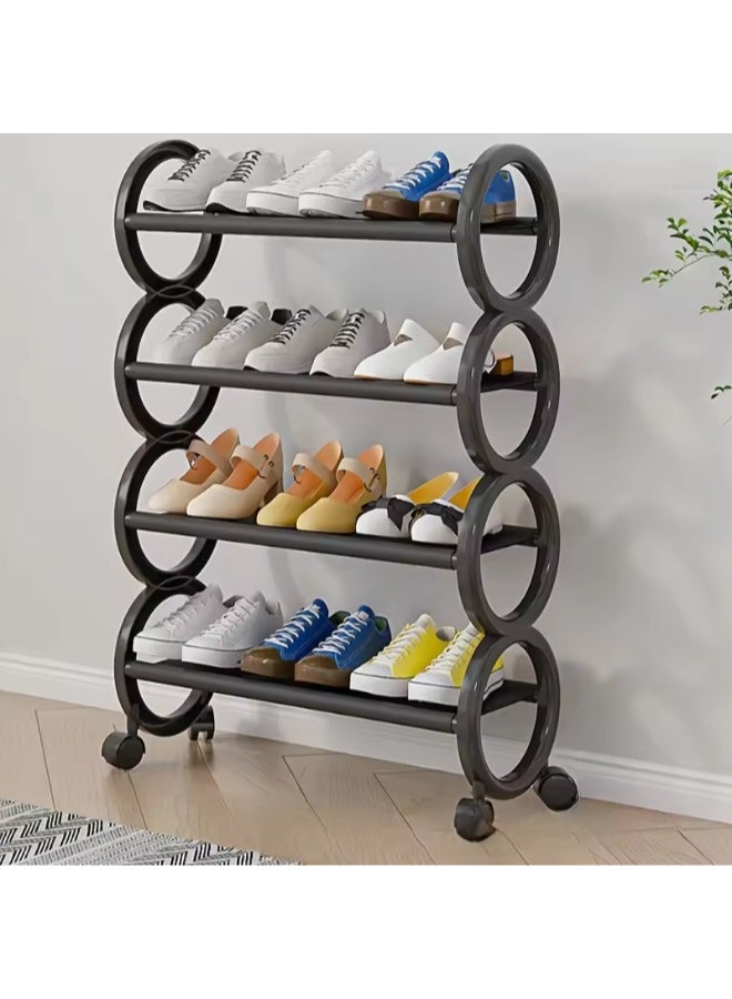 لينجوي رف أحذية بلاستيكي مكون من 4 طبقات - منظم سهل التركيب للمدخل وغرفة النوم مع سطح مسطح - Image 5