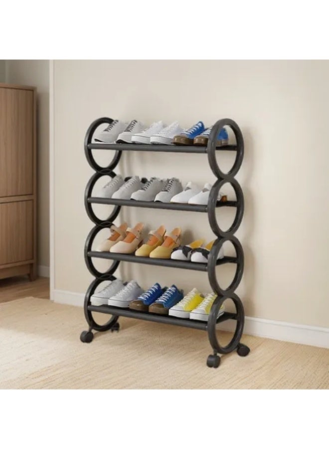 لينجوي رف أحذية بلاستيكي مكون من 4 طبقات - منظم سهل التركيب للمدخل وغرفة النوم مع سطح مسطح - Image 2