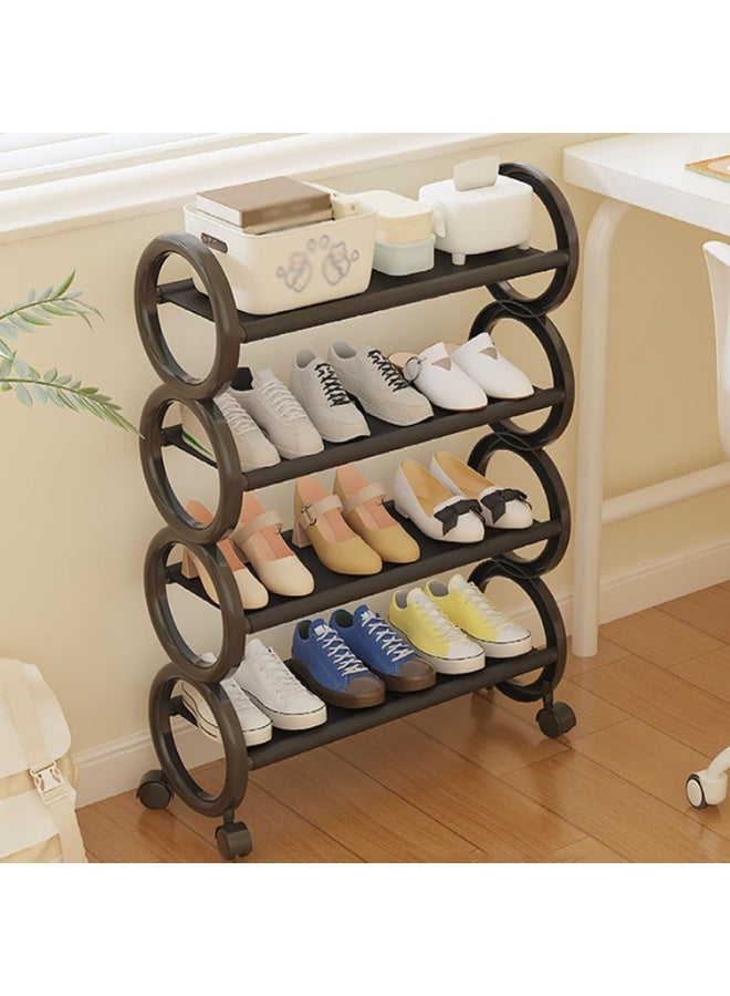 لينجوي رف أحذية بلاستيكي مكون من 4 طبقات - منظم سهل التركيب للمدخل وغرفة النوم مع سطح مسطح - Image 1