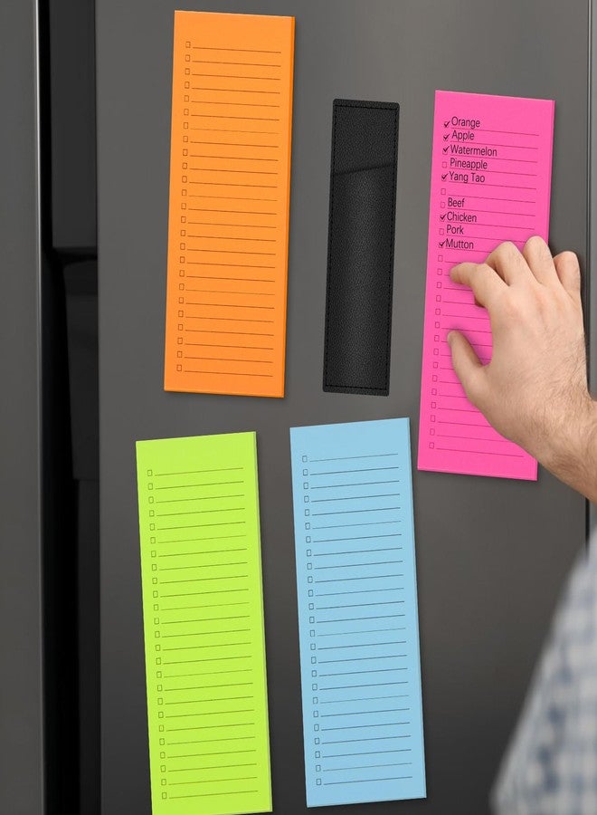 FLIPPED 4 Pack Magnetic Notepads for Refrigerator with Pen Holder,Notepad Grocery List Large Magnet Pad for Fridge,Full Magnet Back Magnetic Memo Pads for Grocery List (4 Magnetic Notepads+1 Pen Holder) - Image 3
