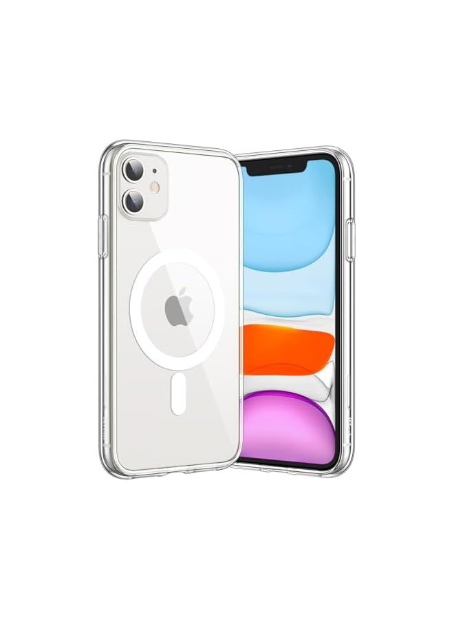 JETech Magnetic Case for iPhone 11 6.1-Inch Compatible with MagSafe Wireless Charging, Shockproof Phone Bumper Cover, Anti-Scratch Clear Back (Clear) - Image 1