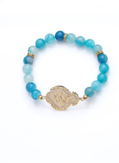 Subhati Bracelet with metal Parts and Agate Stone | 8 MM Beads - 18  - Image 1