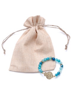 Subhati Bracelet with metal Parts and Agate Stone | 8 MM Beads - 18  - Image 2