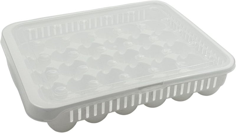 بي آند دي صينية تخزين البيض من B&D بسعة 30 فتحة – منظم بلاستيكي أبيض، مقاس 27.8×33.5×7.3 سم - Image 1