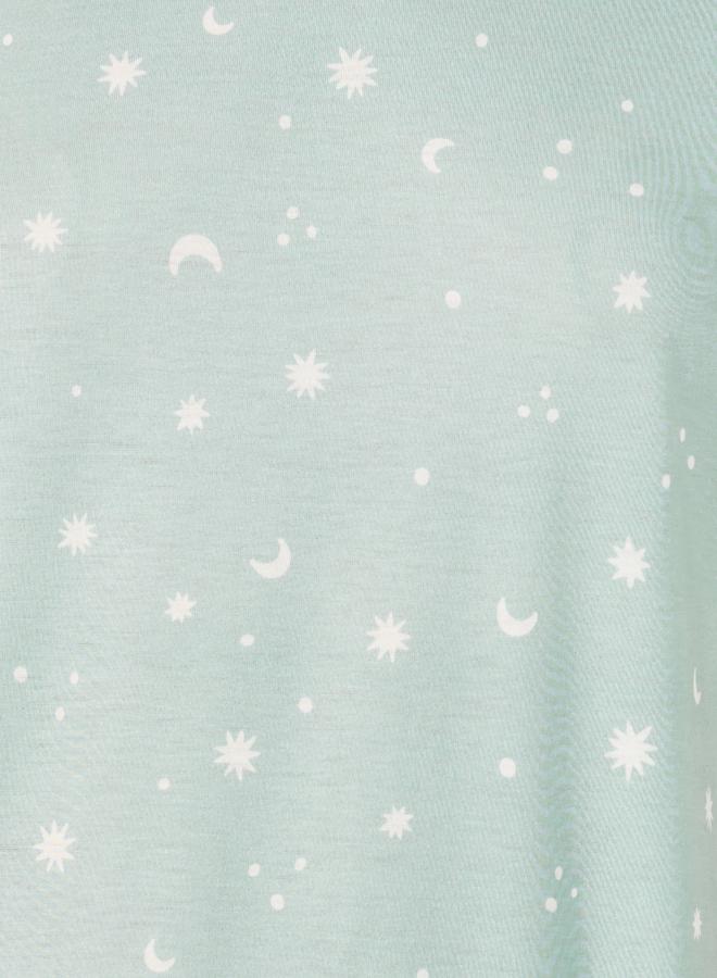 Styli 2PK SLOGAN and AOP STAR PRINT DROP SHOUDER  SLEEP TEES - KNEE  - Image 4