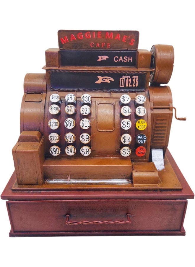 Vintage cash register model, metal crafts, statue sculpture, bar, restaurant, café, table decoration, film and television prop ornaments (29 * 19 * 30.5cm) - Image 1