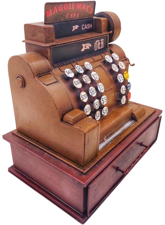 Vintage cash register model, metal crafts, statue sculpture, bar, restaurant, café, table decoration, film and television prop ornaments (29 * 19 * 30.5cm) - Image 3