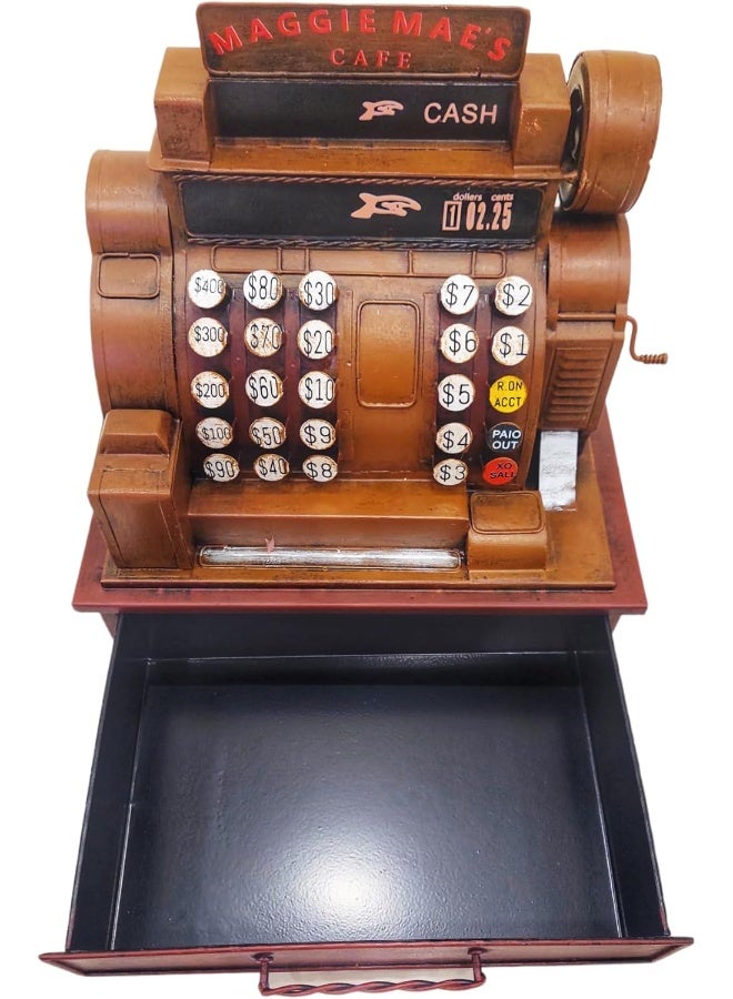 Vintage cash register model, metal crafts, statue sculpture, bar, restaurant, café, table decoration, film and television prop ornaments (29 * 19 * 30.5cm) - Image 4