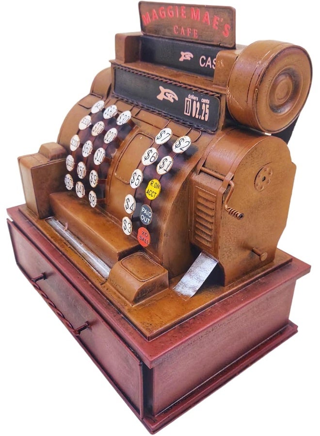 Vintage cash register model, metal crafts, statue sculpture, bar, restaurant, café, table decoration, film and television prop ornaments (29 * 19 * 30.5cm) - Image 2