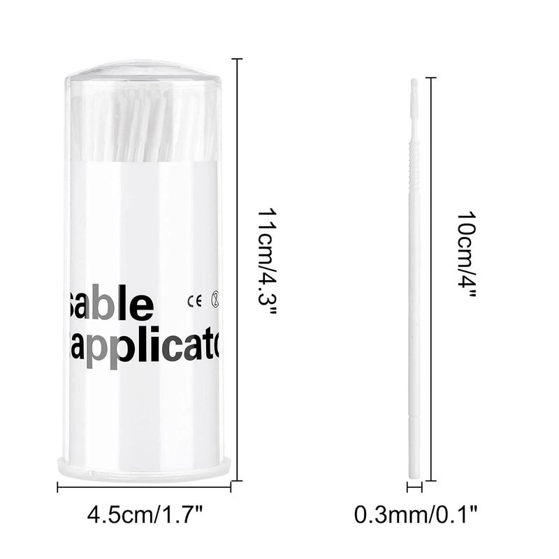 Dming 200 Pieces Disposable Micro Brush Applicator Microswabs for Eyelash Extension Removing Tools, Mini Cotton Swab Brushes for Makeup and Personal Care (White) - Image 2