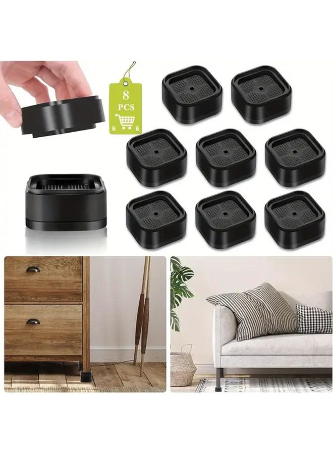 Heavy Duty 8 Piece Adjustable Furniture Risers 1 or 2 Inch Black Plastic Stackable Lifts for Bed Desk Couch Sofa Cabinet Legs - Image 1