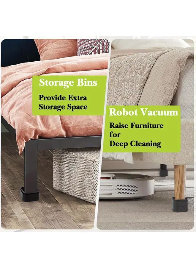 Heavy Duty 8 Piece Adjustable Furniture Risers 1 or 2 Inch Black Plastic Stackable Lifts for Bed Desk Couch Sofa Cabinet Legs - Image 4