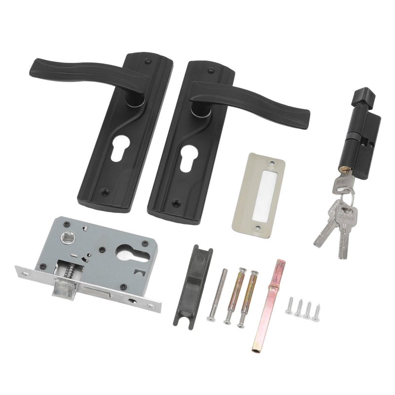 Door Handle Lock Manganese Steel Silent Bearing Universal Door Lever Lock Set with Keys for Home Bedroom Black - Image 3