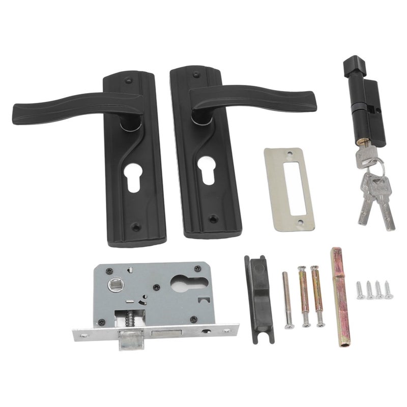 Door Handle Lock Manganese Steel Silent Bearing Universal Door Lever Lock Set with Keys for Home Bedroom Black - Image 2