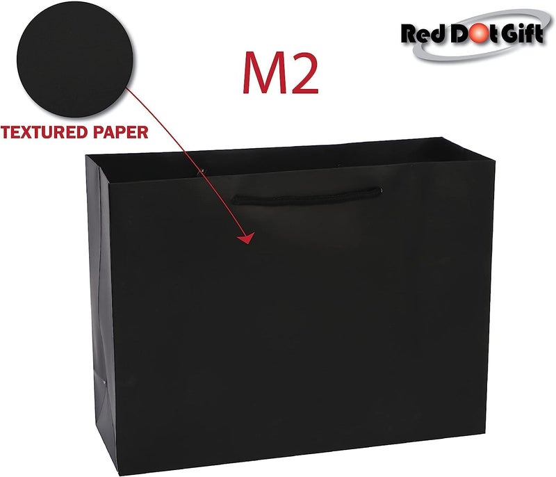 Red Dot Gift REDDOTGIFT® Pack of 10 Textured Paper Bags,Gift Bags Shopping Bag Party Favor Bags for Birthday Mother’s Day, Baby Shower Bridal Shower Wedding Gift (XL H40*50 * 15cm, Black) - Image 3