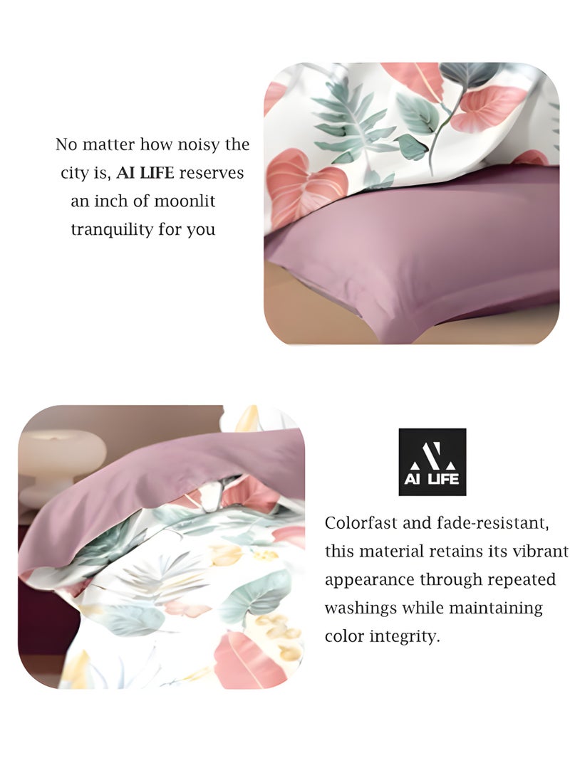 Al LIFE AI LIFE King Size Bedding Set Hotel Quality 6 Pcs Bedsheet Set with Fitted Sheet 200x200+30cm Duvet Cover 220x240cm & 4 Pillow Covers 50x75cm Modern Design Bedding Set  - Image 4