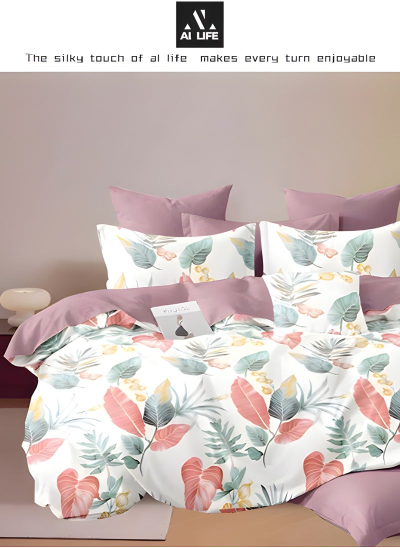 Al LIFE AI LIFE King Size Bedding Set Hotel Quality 6 Pcs Bedsheet Set with Fitted Sheet 200x200+30cm Duvet Cover 220x240cm & 4 Pillow Covers 50x75cm Modern Design Bedding Set  - Image 1