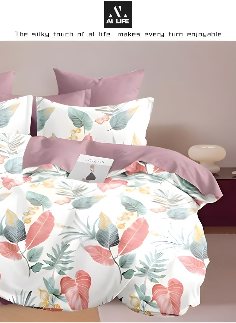 Al LIFE AI LIFE King Size Bedding Set Hotel Quality 6 Pcs Bedsheet Set with Fitted Sheet 200x200+30cm Duvet Cover 220x240cm & 4 Pillow Covers 50x75cm Modern Design Bedding Set  - Image 2