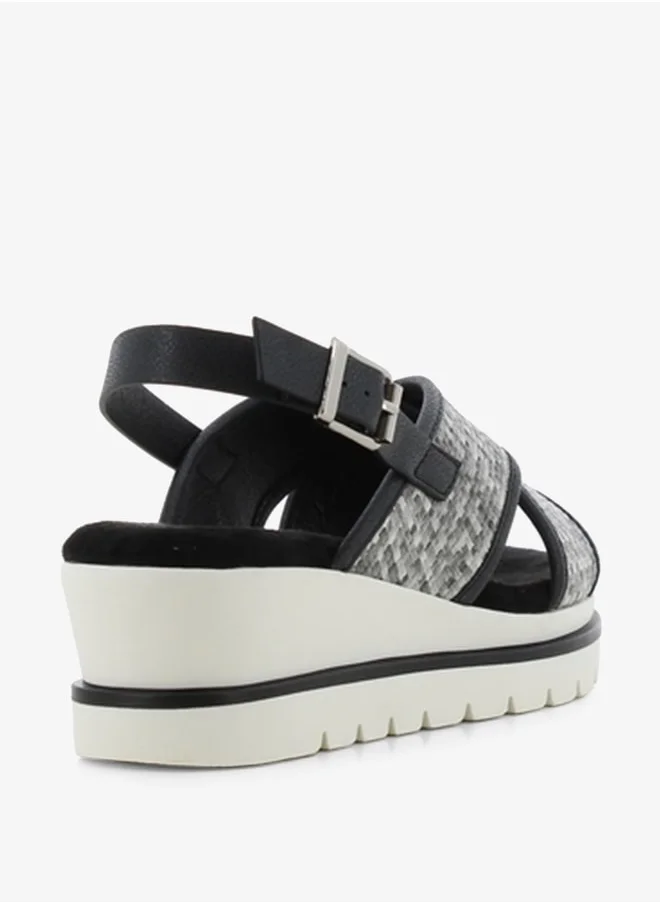 SJ Women's Cross Strap Sandals with Buckle Closure and Platform Heels