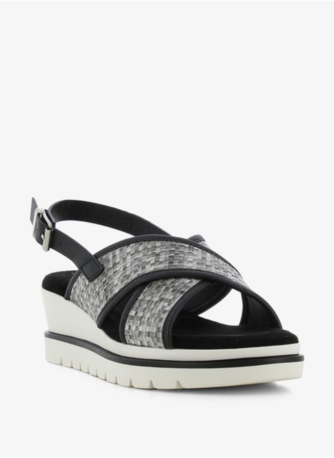 SJ Women's Cross Strap Sandals with Buckle Closure and Platform Heels  - Image 1