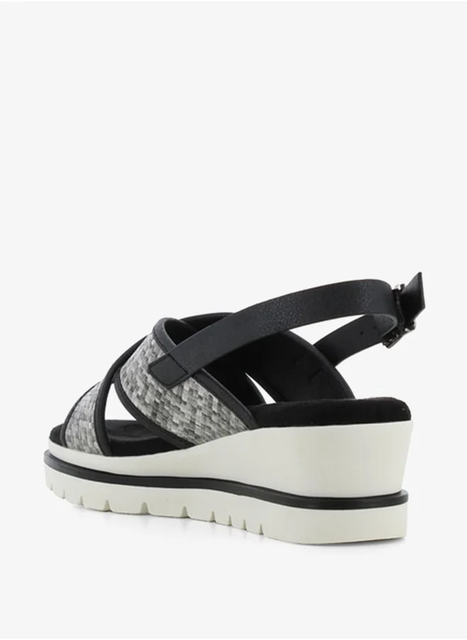 SJ Women's Cross Strap Sandals with Buckle Closure and Platform Heels