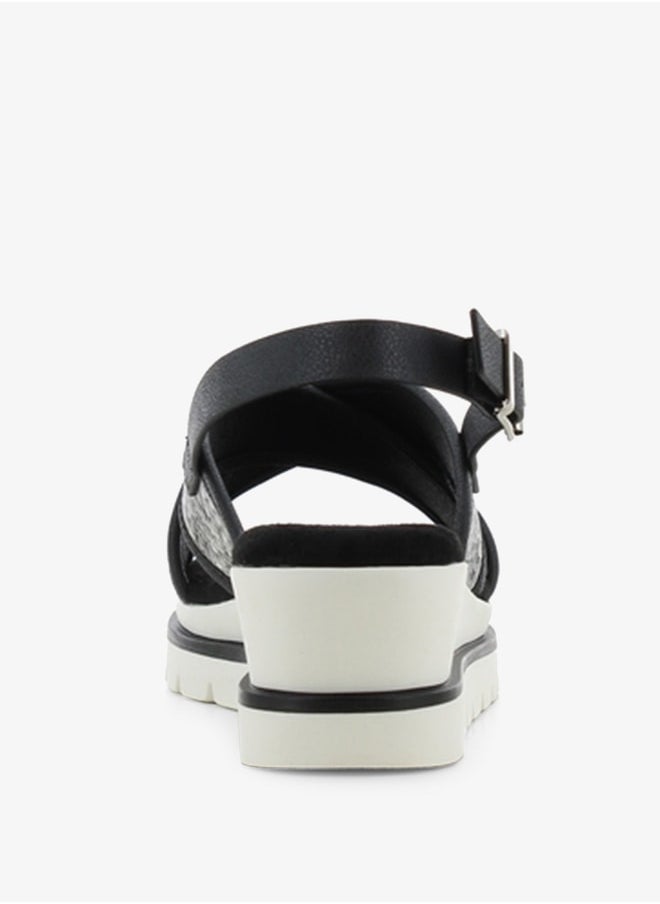 SJ Women's Cross Strap Sandals with Buckle Closure and Platform Heels  - Image 4