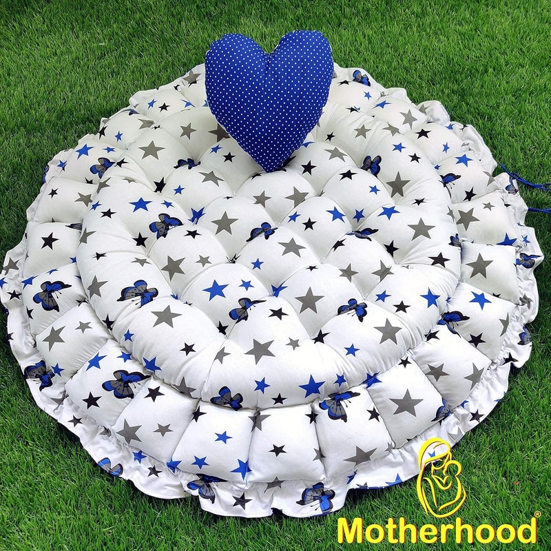 MOTHERHOOD MOTHERHOOD Round Baby Tub Bed and HeartShaped Pillow Luxury Baby Mattress Bed Sleeper Bedding Set coSleeper Safe Cotton Fabric with RFilled UltraSoft Comfortable for Newborn Blue - Image 4