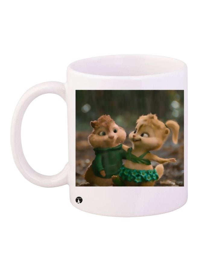 RYN Chipmunks Printed Coffee Mug White/Green/Brown 11ounce
