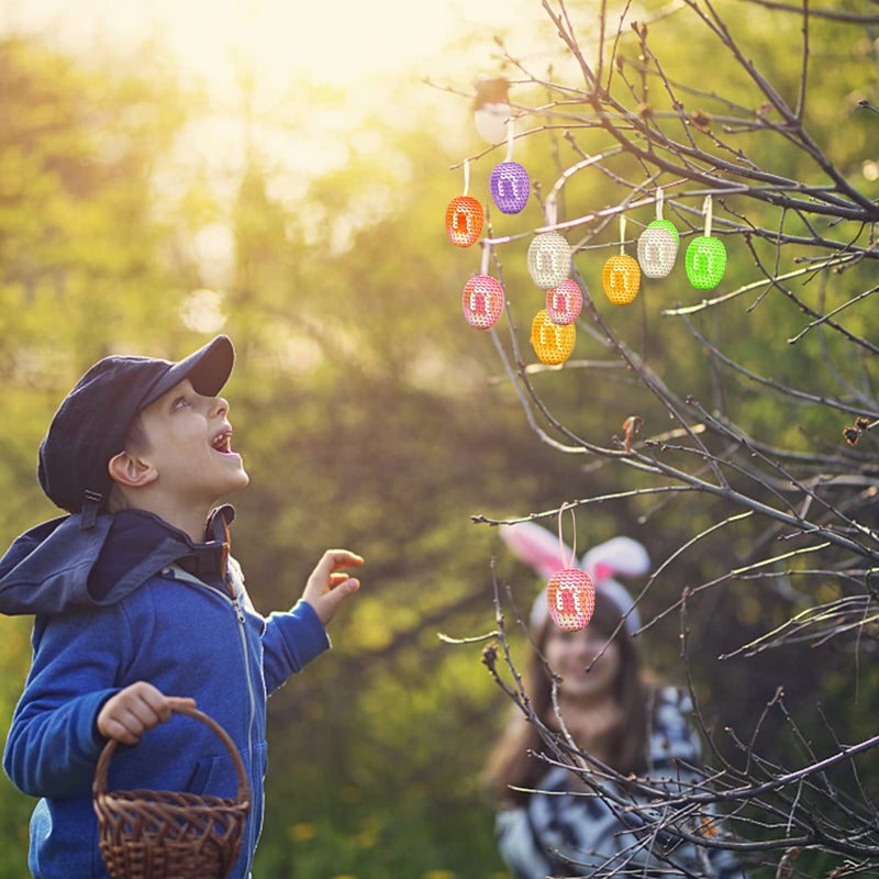 Wehhbtye 30PCS Easter Glitter Hanging Eggs - Colorful Sequin Easter Egg Ornaments, Shiny Spring Foam Hanging Egg Baubles Ornament for Tree Christmas Home Party DIY Craft Decoration (Size S) - Image 4