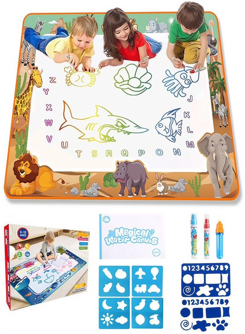 80*60CM Large Magic Water Drawing Mat Painting Kit Toys Doodling Mat Coloring Mat Desert World  - Image 1