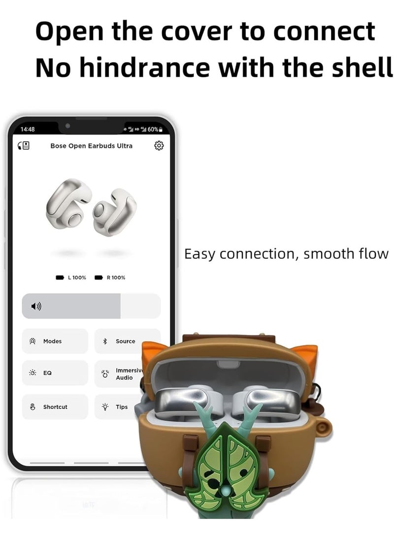 SOLARAE Silicone Case Cover for Bose Ultra Open Earbuds, Shockproof Full Protective Korok Case with Carabiner, Anime Silicone Yamaha Protective Cover for Bose Ultra Open - Image 5