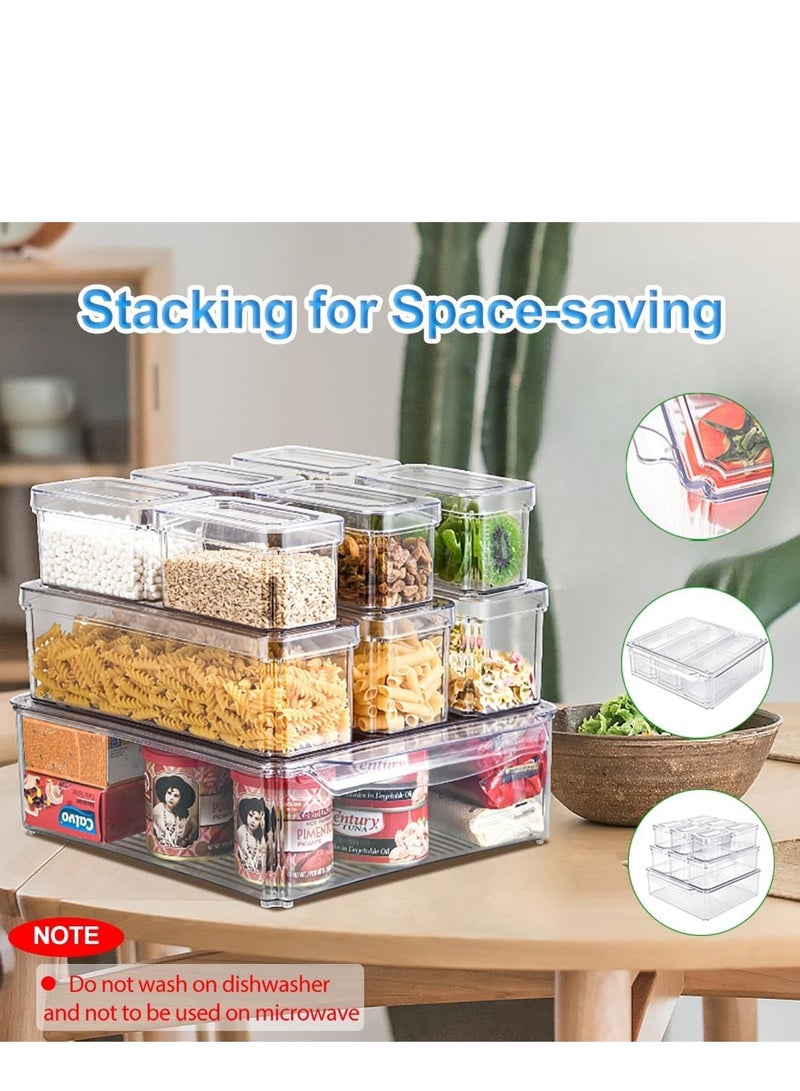 Raxoom 10 Pack Fridge Organizers and Storage, Stackable Refrigerator Organizer Bins with Lids, BPA-Free Produce Fruit Storage Containers for Fridge Organizers, for Food, Drinks, Vegetable - Image 4