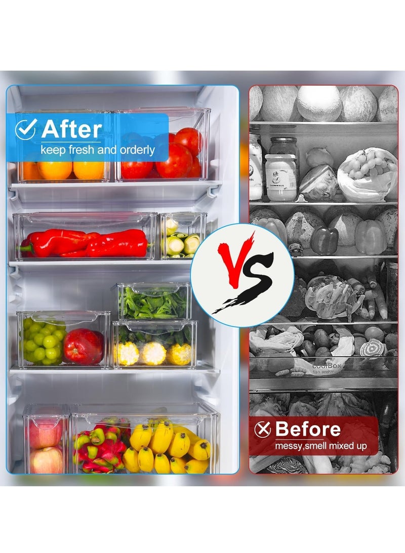 Raxoom 10 Pack Fridge Organizers and Storage, Stackable Refrigerator Organizer Bins with Lids, BPA-Free Produce Fruit Storage Containers for Fridge Organizers, for Food, Drinks, Vegetable - Image 5
