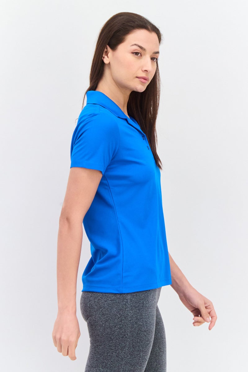 Greg Norman Women Regular Fit Short Sleeve Plain Polo Shirt, Blue - Image 2
